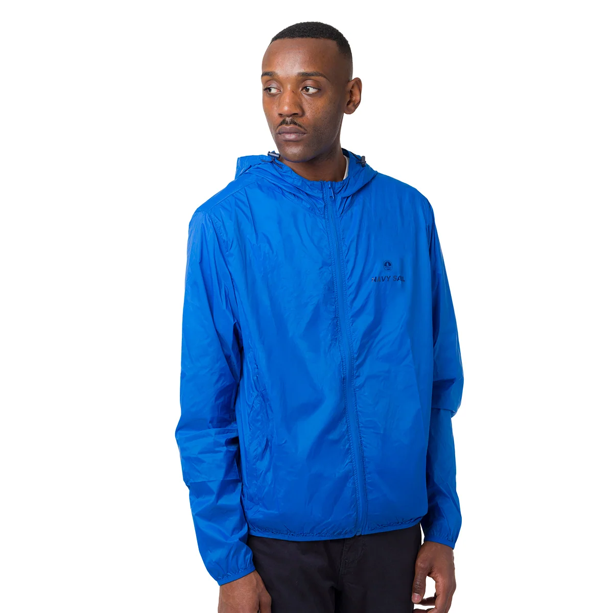 Giacca leggera impermeabile blu da Uomo con cappuccio Navy Sail