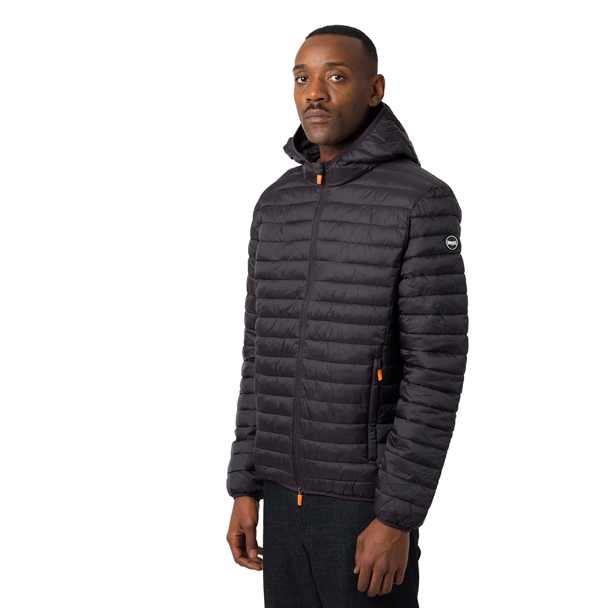 Giacca piumino ultralight corto da uomo nero con cappuccio Lonsdale