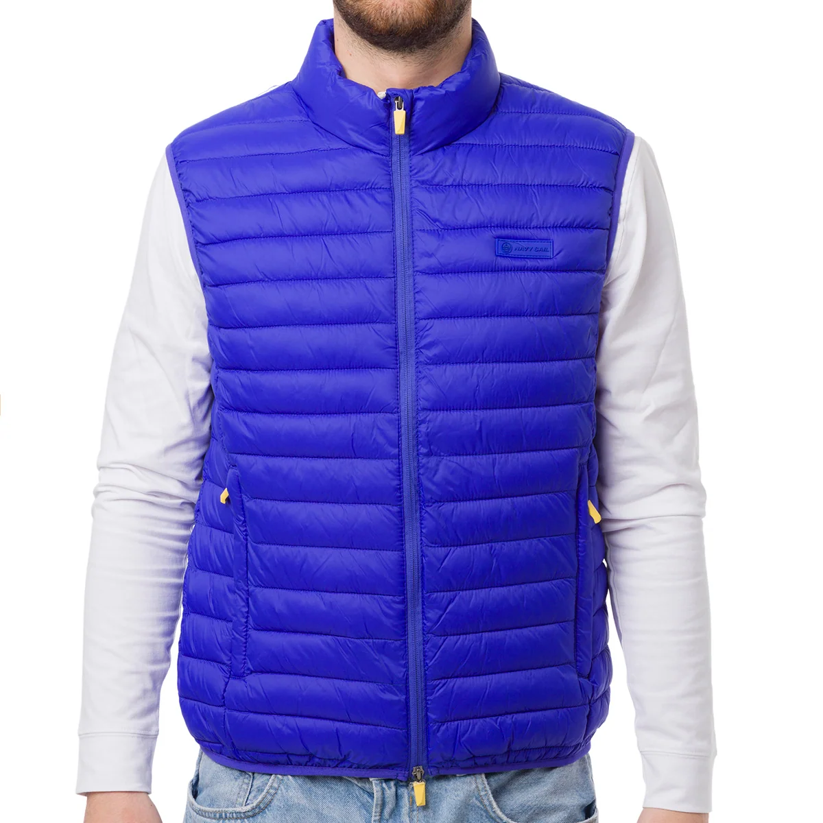 Giubbino Smanicato blu elettrico da Uomo con logo Navy Sail