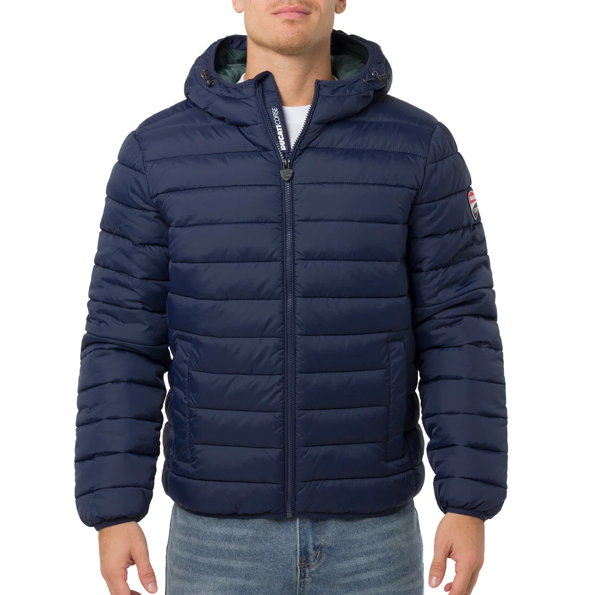 Giubbotto Uomo trapuntato blu con cappuccio Ducati Corse