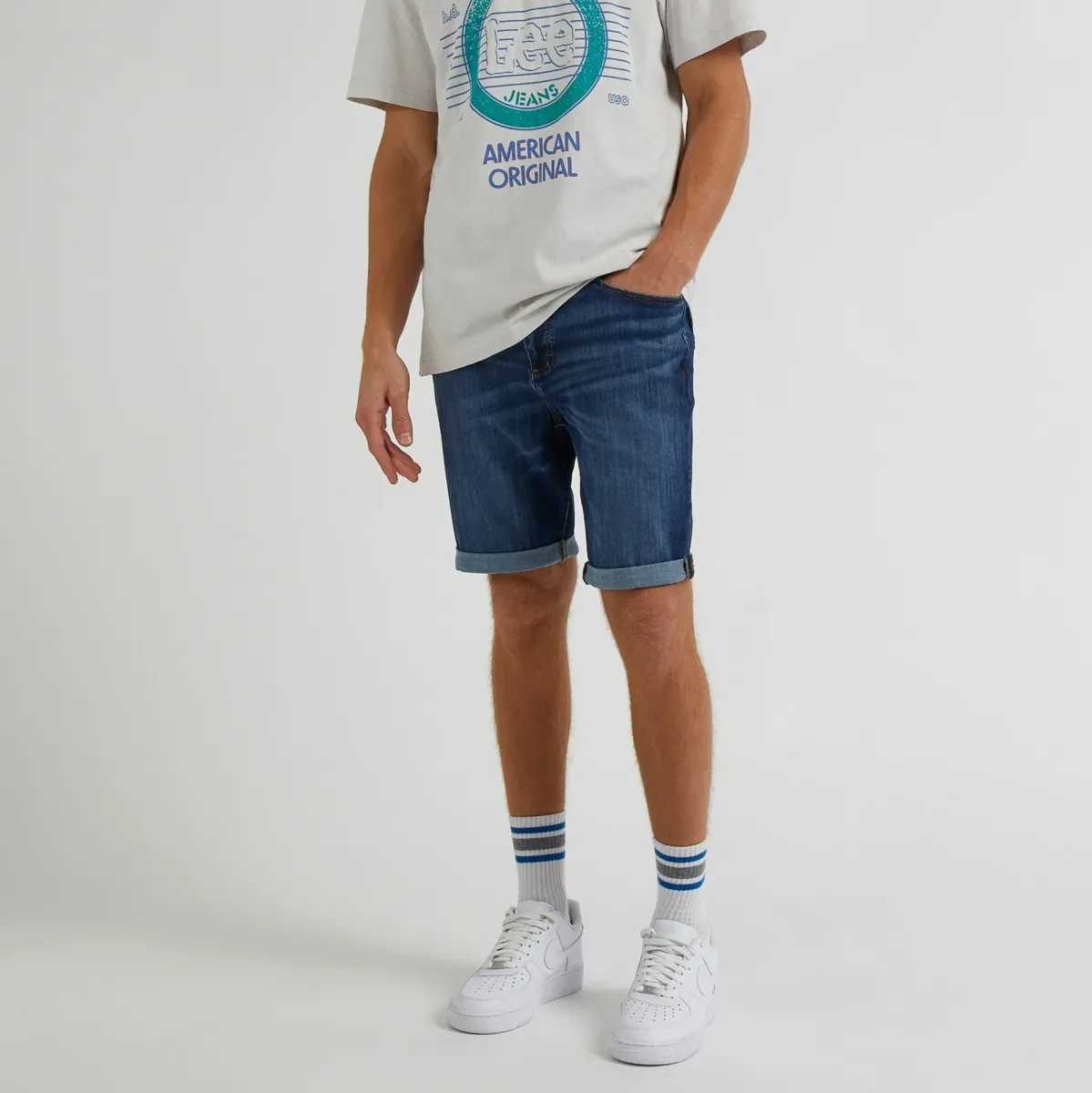 Jeans corti lavaggio medio da uomo Lee MVP