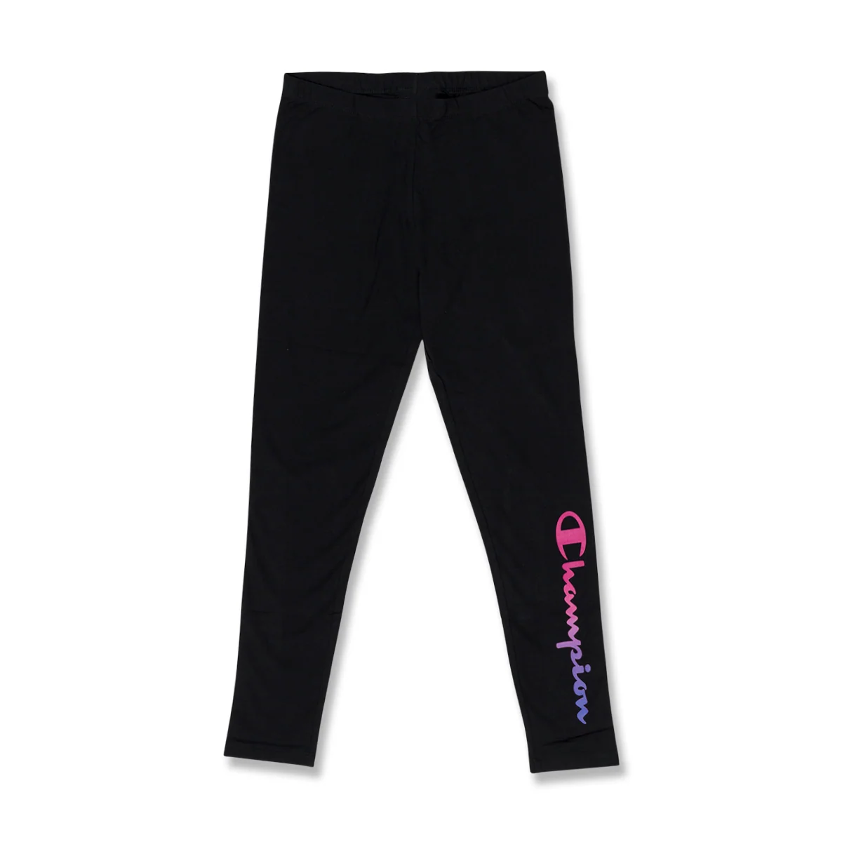 Leggings neri da bambina con logo sulla gamba Champion