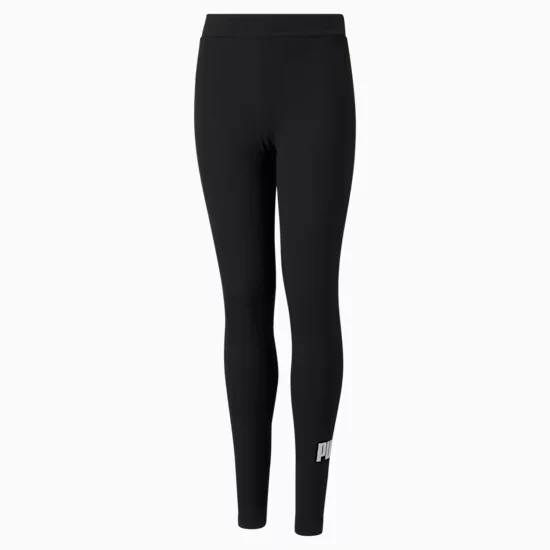 Leggings neri da ragazza con logo a contrasto Puma Essentials Youth