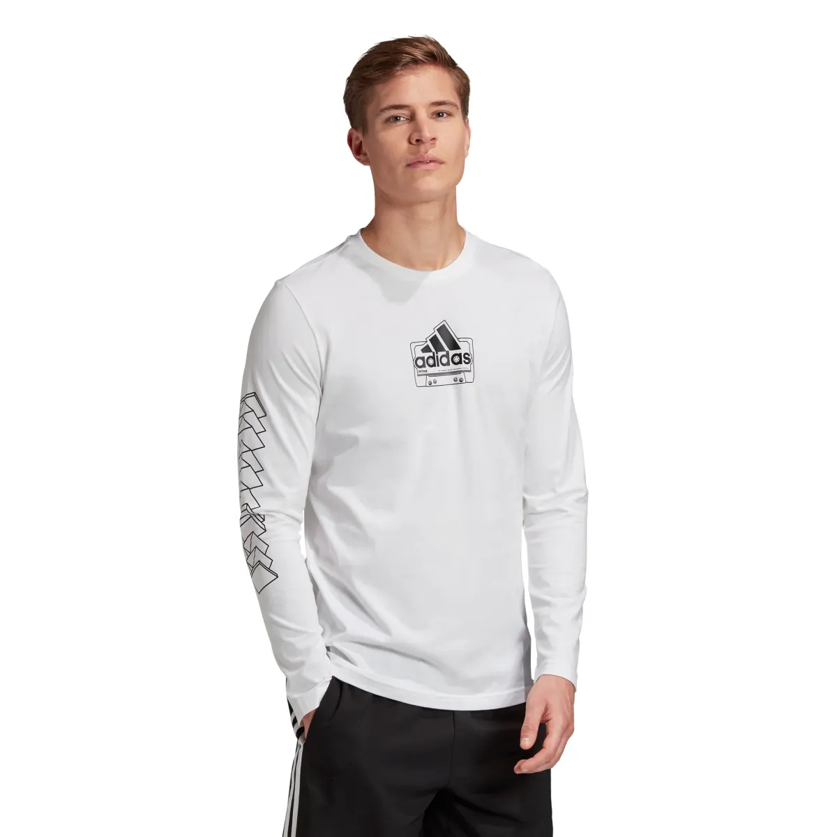Maglia bianca a maniche lunghe adidas Cassette Tape