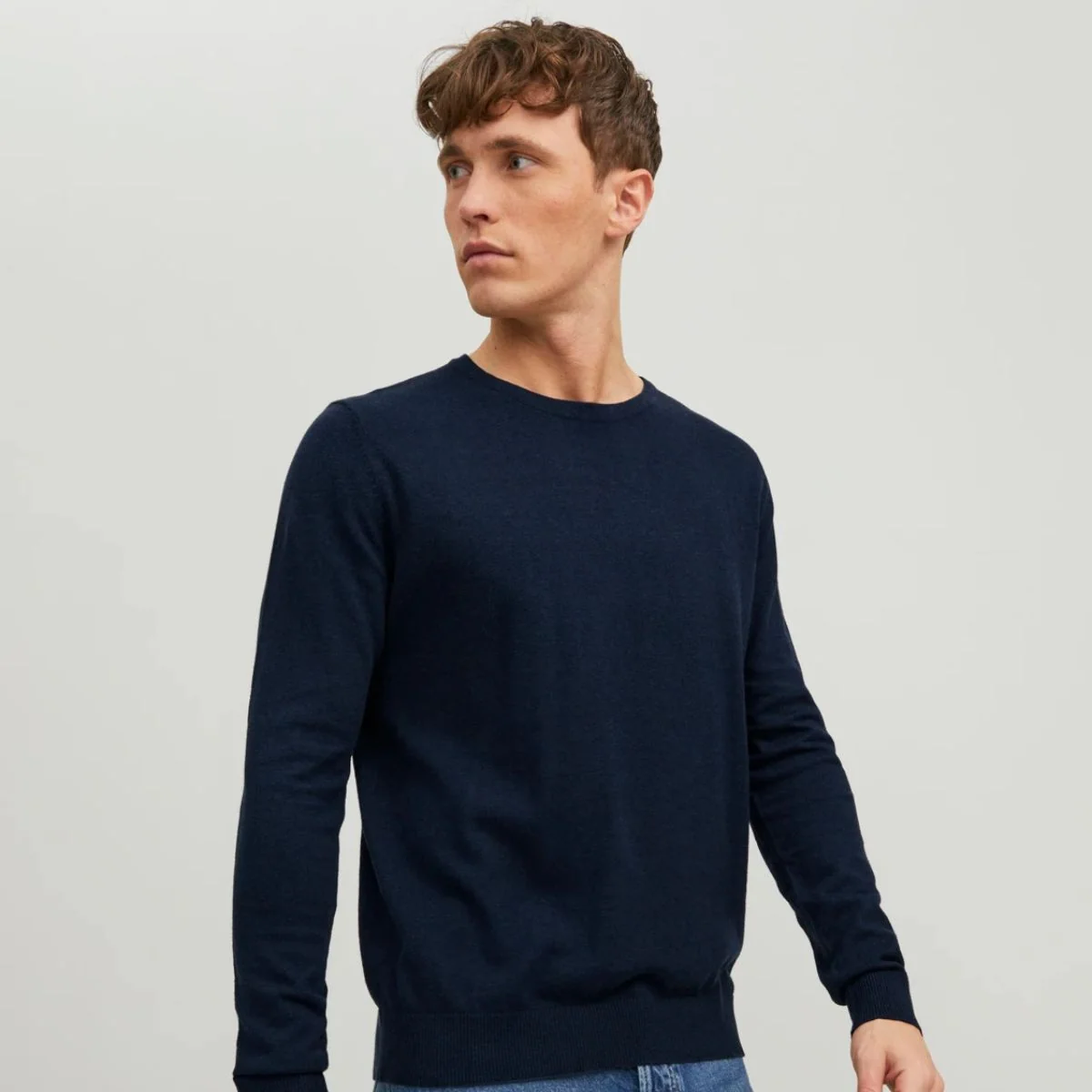 Maglioncino da uomo girocollo blu navy Jack & Jones