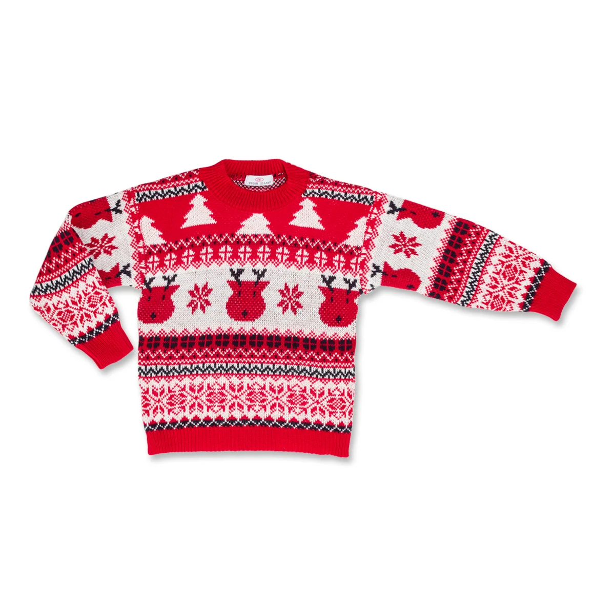 Maglione natalizio da bambino rosso e bianco con ricamo renna Swish Jeans
