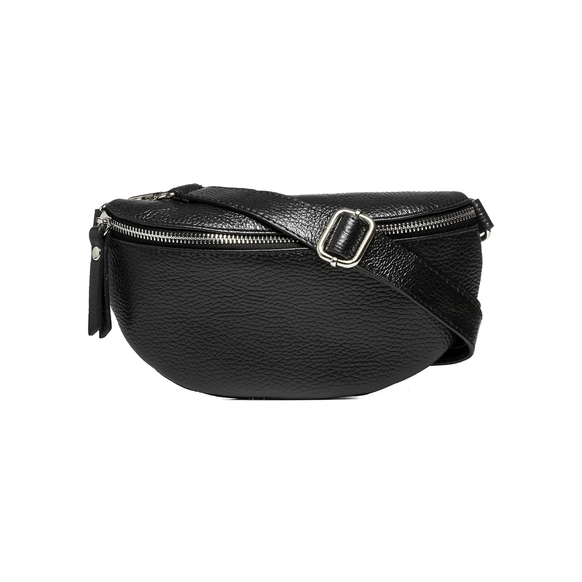 Marsupio nero in pelle martellata Primopiano