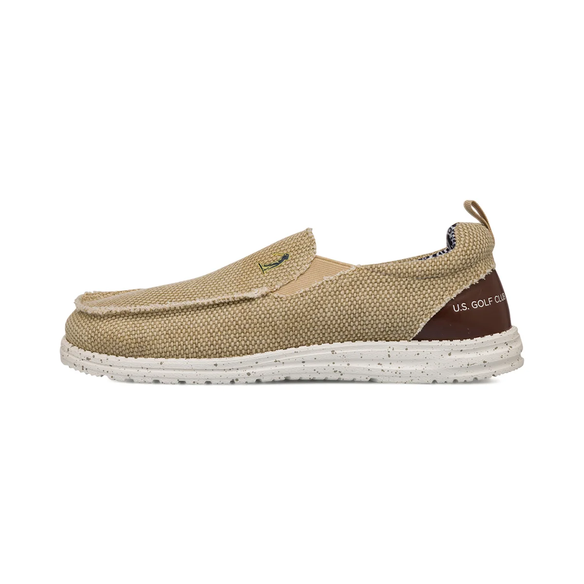 Mocassini beige da Uomo in tessuto canvas US Golf Club