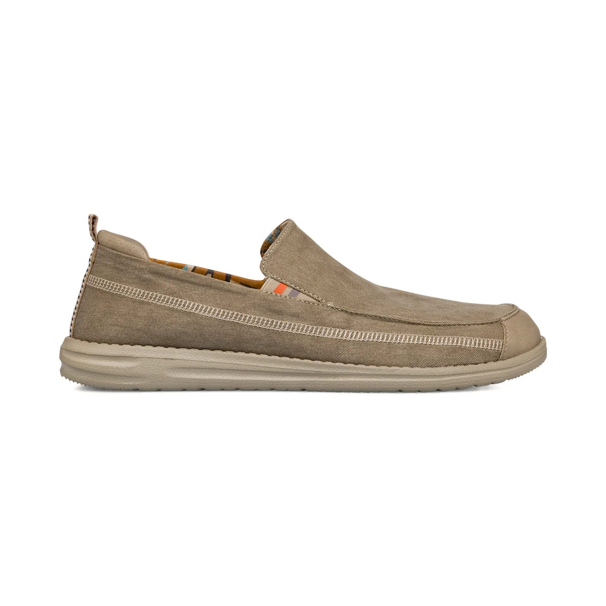Mocassini Beige da Uomo in tessuto con inserti cuciti Glams