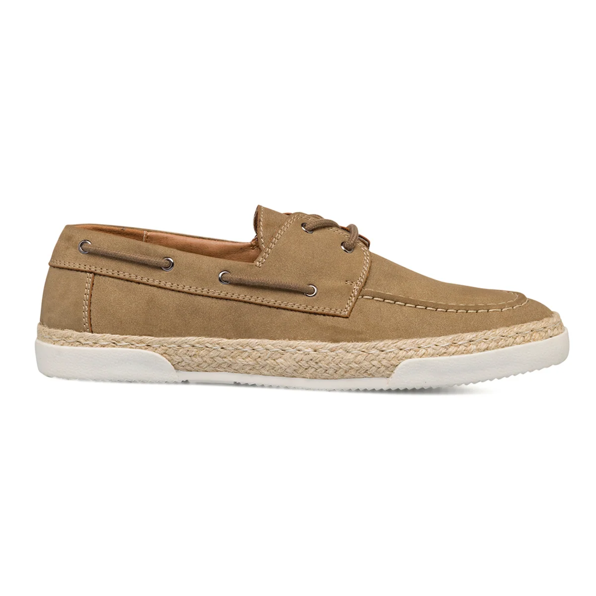 Mocassini casual beige da uomo con suola in gomma e corda Riflessi Urbani