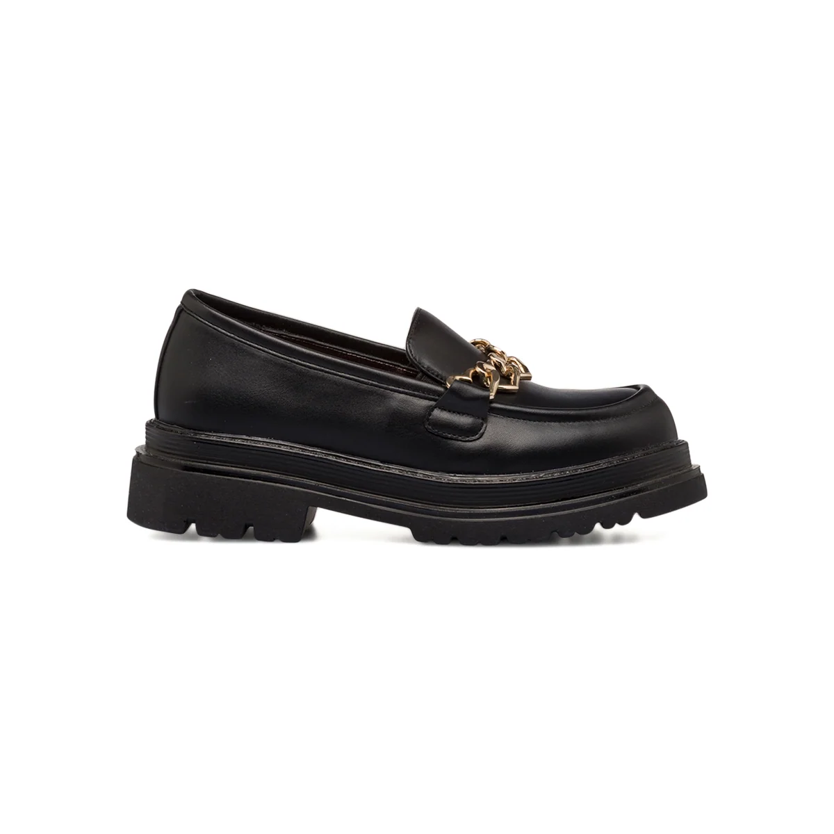 Mocassini chunky neri da bambina con maxi-catena Laura Biagiotti