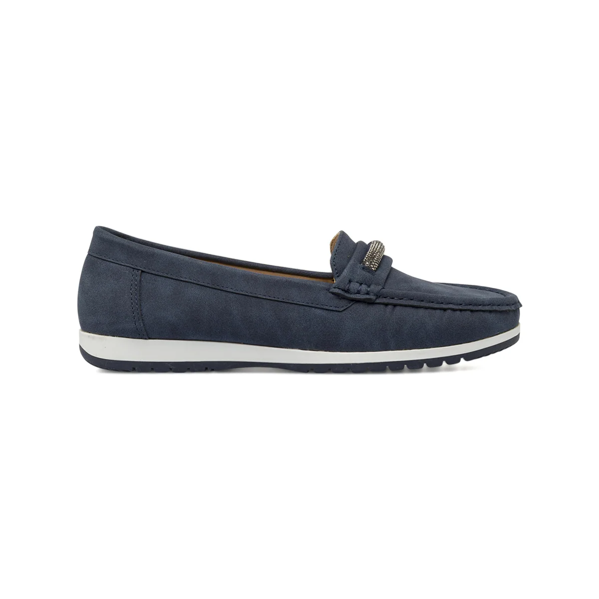 Mocassini comfort da donna blu P Soft con dettaglio strass