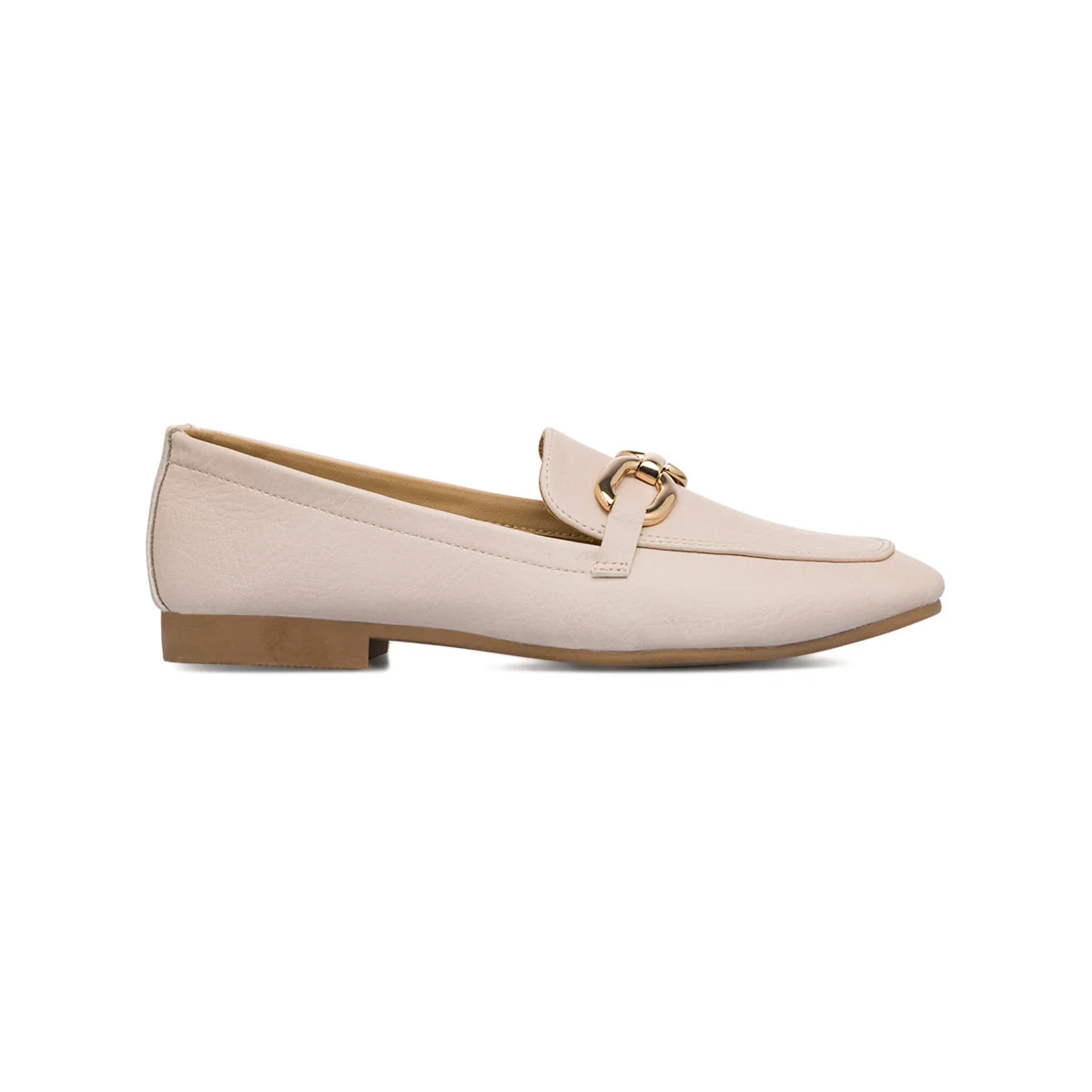Mocassini da donna beige con morsetto in metallo Lora Ferres