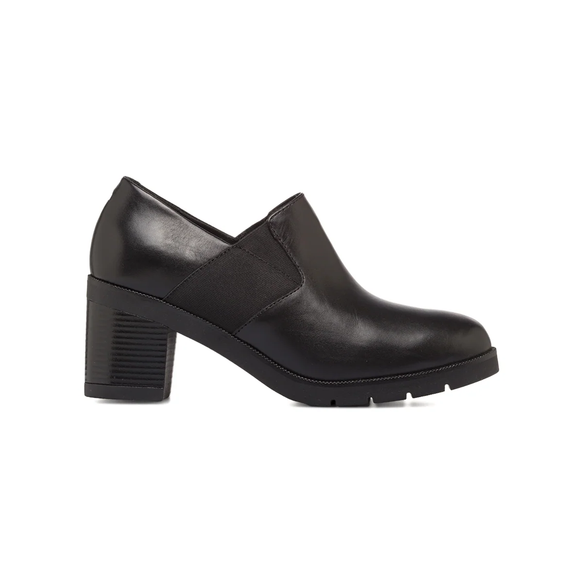 Mocassino Tronchetto Donna Nere Pelle e Tacco Largo Formawell