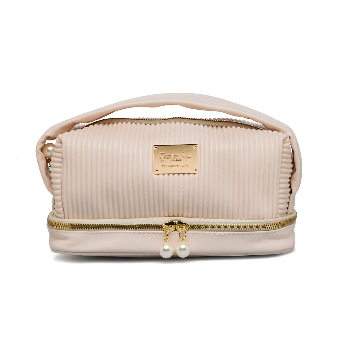 Necessaire bag bianco latte effetto plisse da donna Camomilla Milano