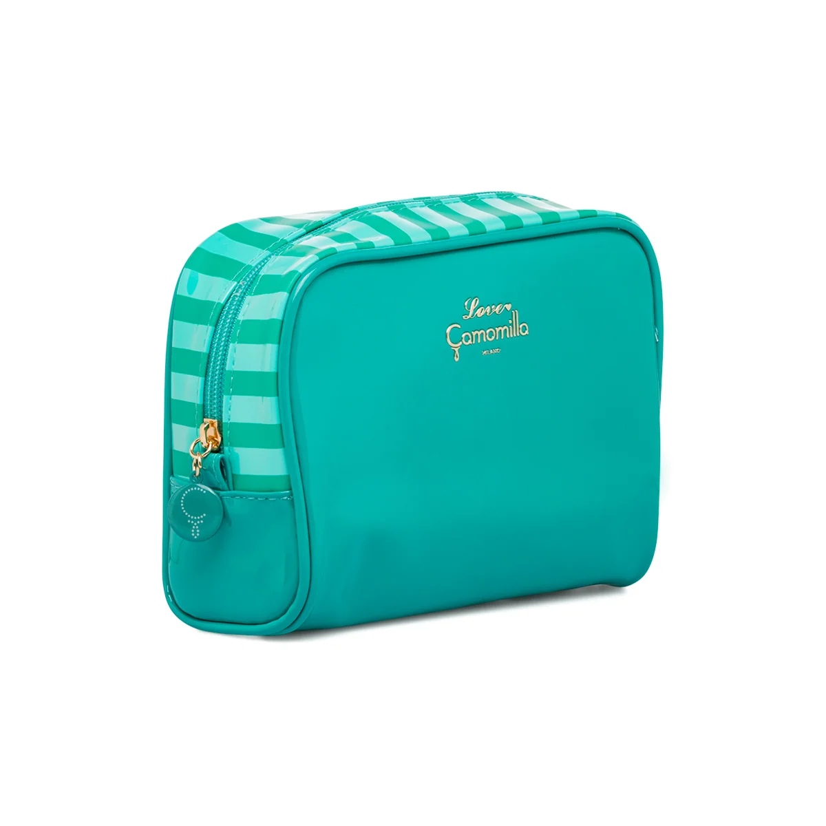 Necessaire beauty case da donna verde acqua Camomilla Milano Sweet Stripes L