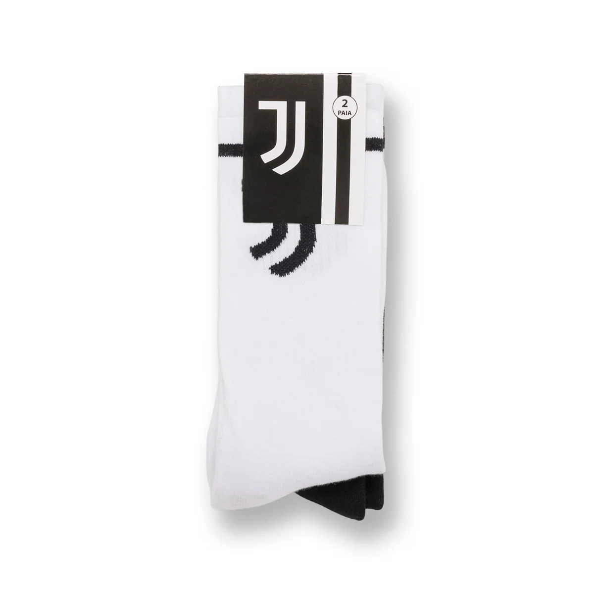 Pacco da 2 calzini alti da uomo neri e bianchi con logo Juventus