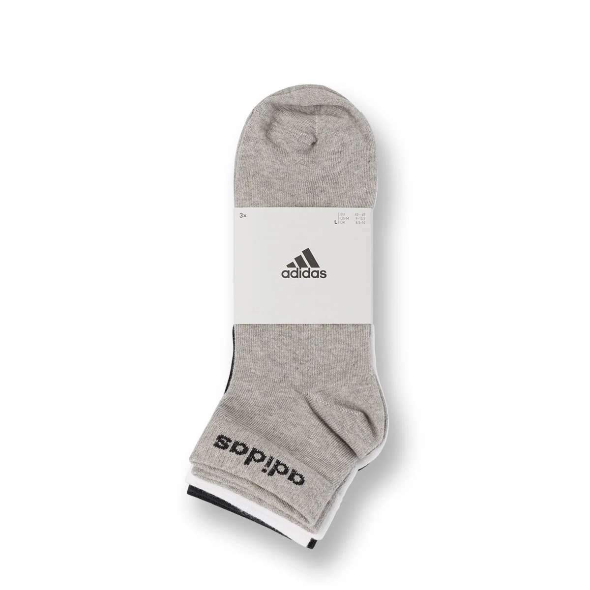 Pacco da 3 calzini neri, grigi e bianchi adidas Thin Linear-Cut