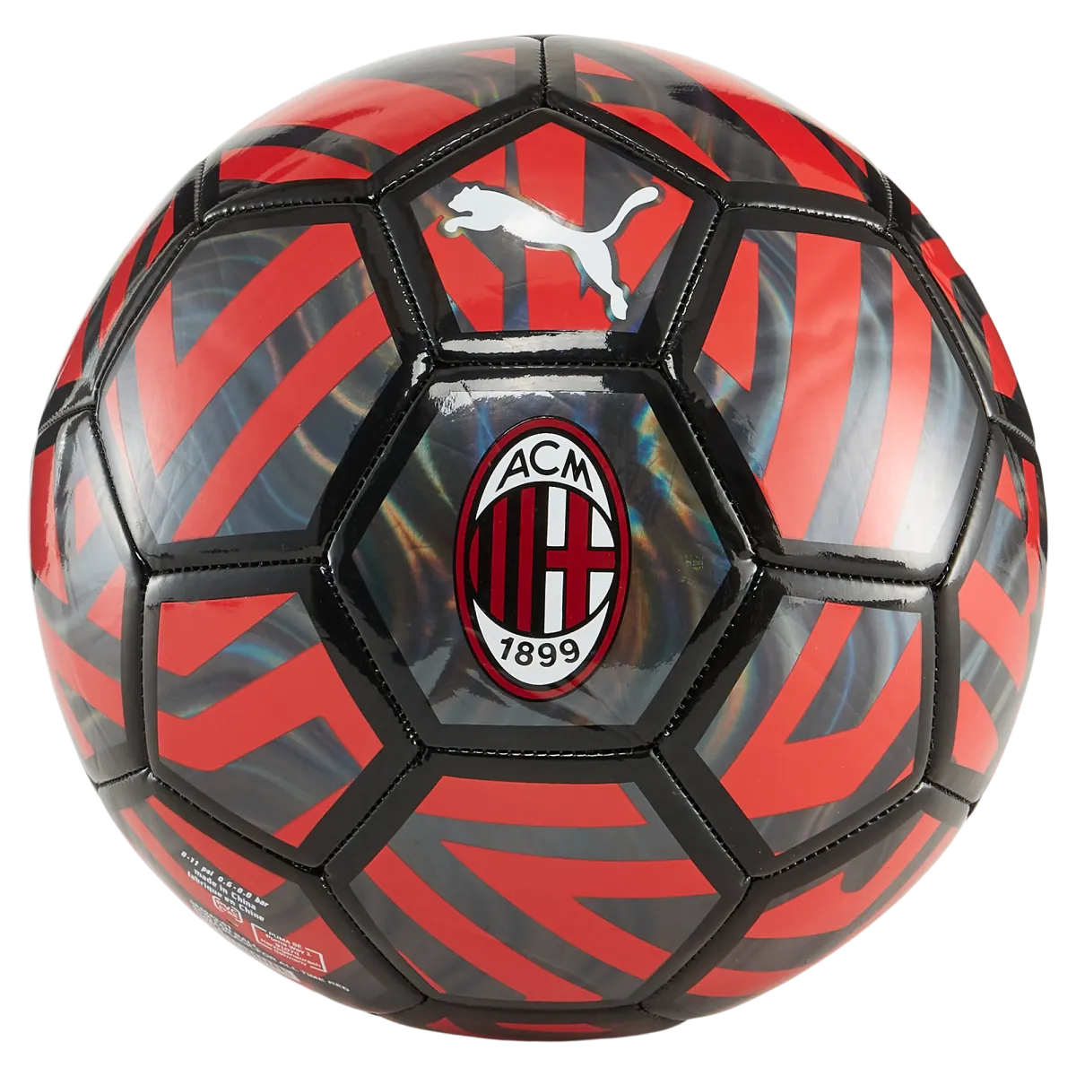 Pallone da calcio rosso e nero con logo Puma AC Milan Fan