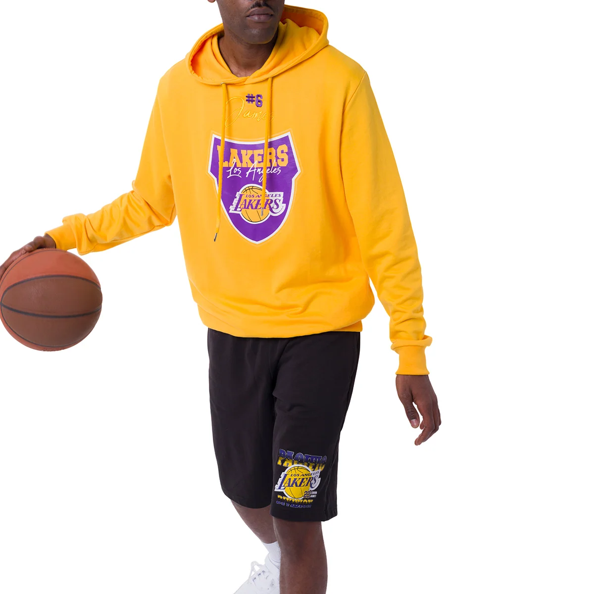 Pantaloncini corti Sportivi da Uomo neri con stampa LA Lakers NBA