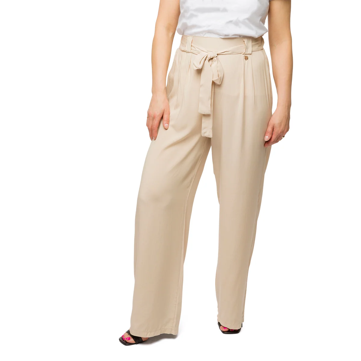 Pantaloni beige da donna con nastro Swish Jeans