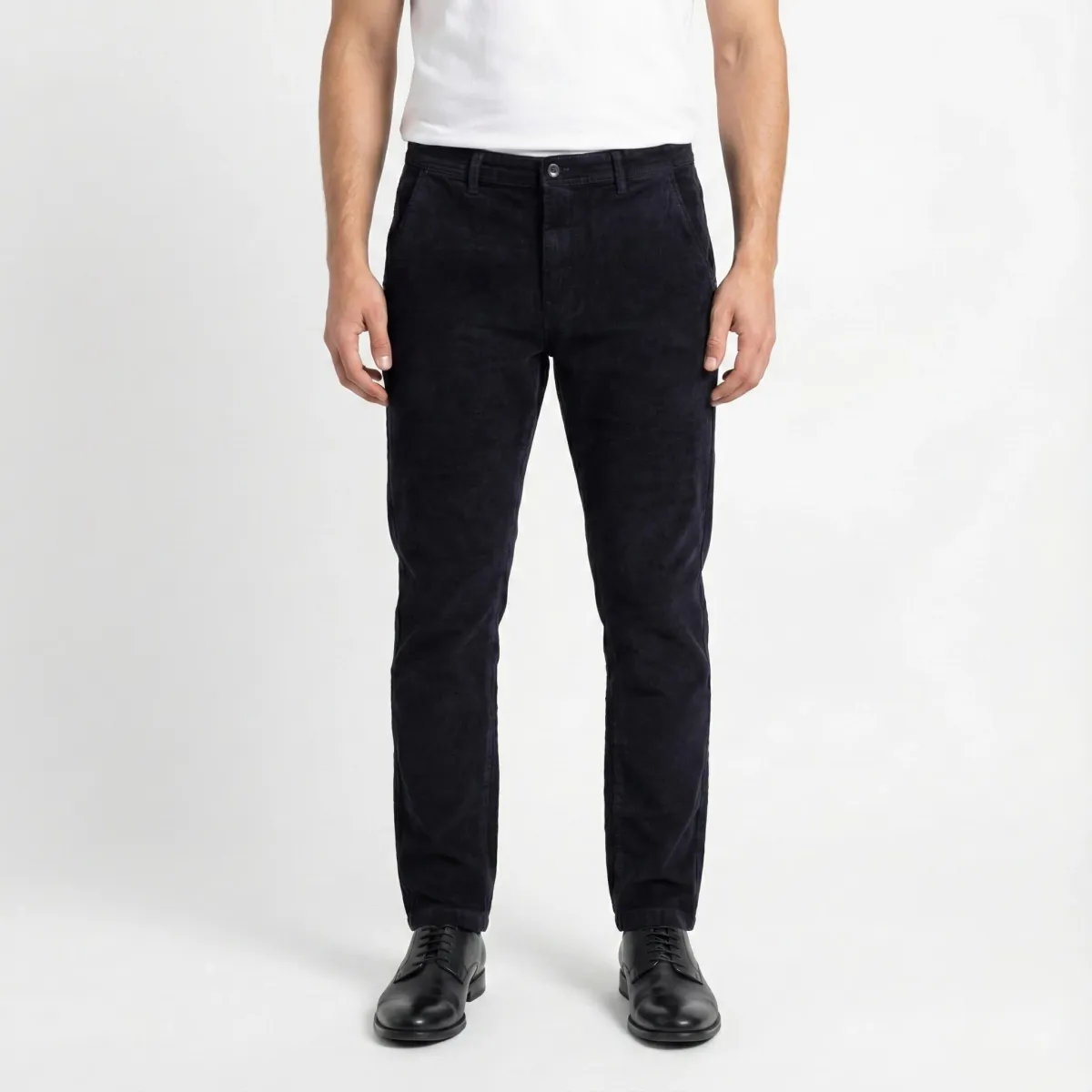 Pantaloni chino blu effetto velluto a coste in cotone Navy Sails