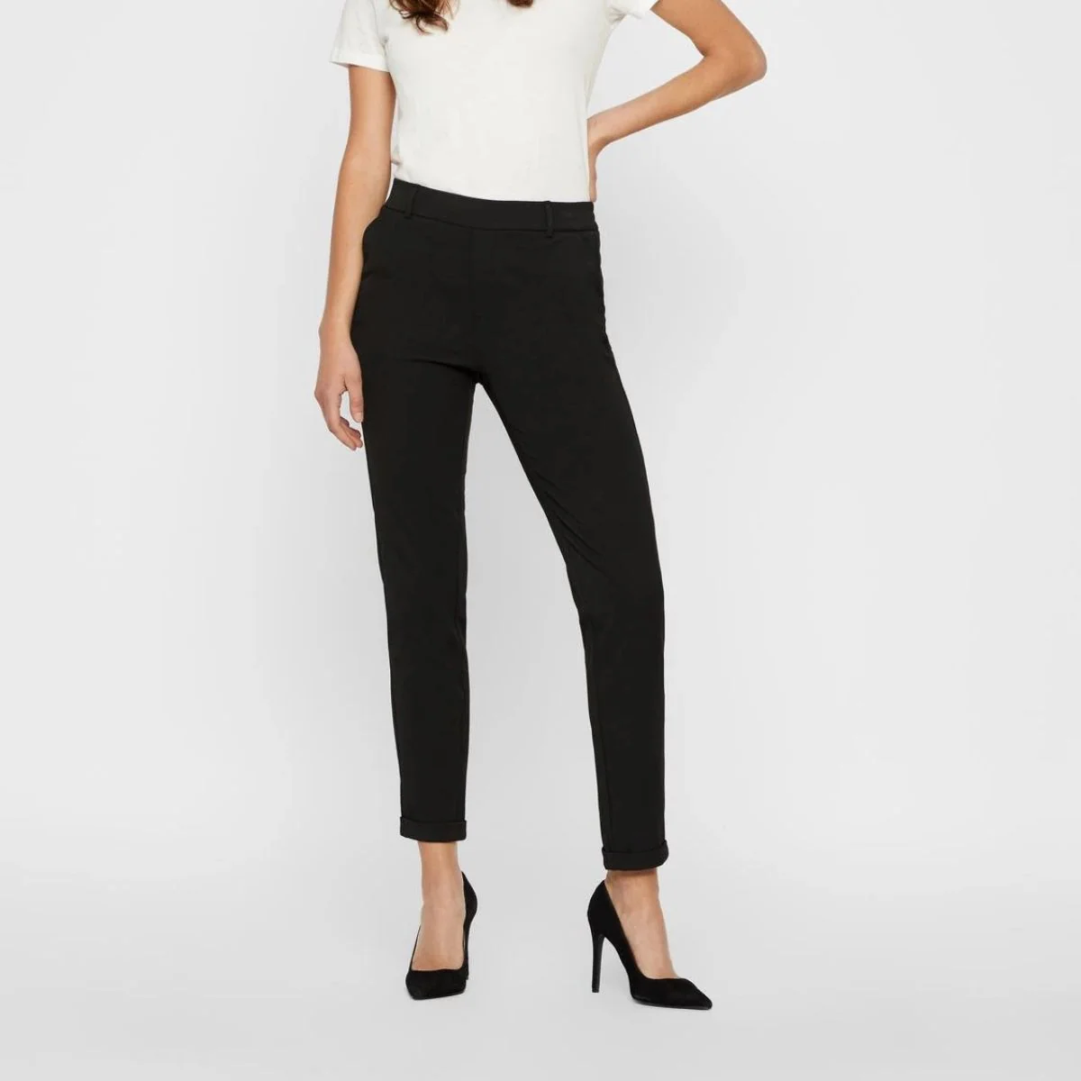 Pantaloni lunghi da donna eleganti neri Vero Moda