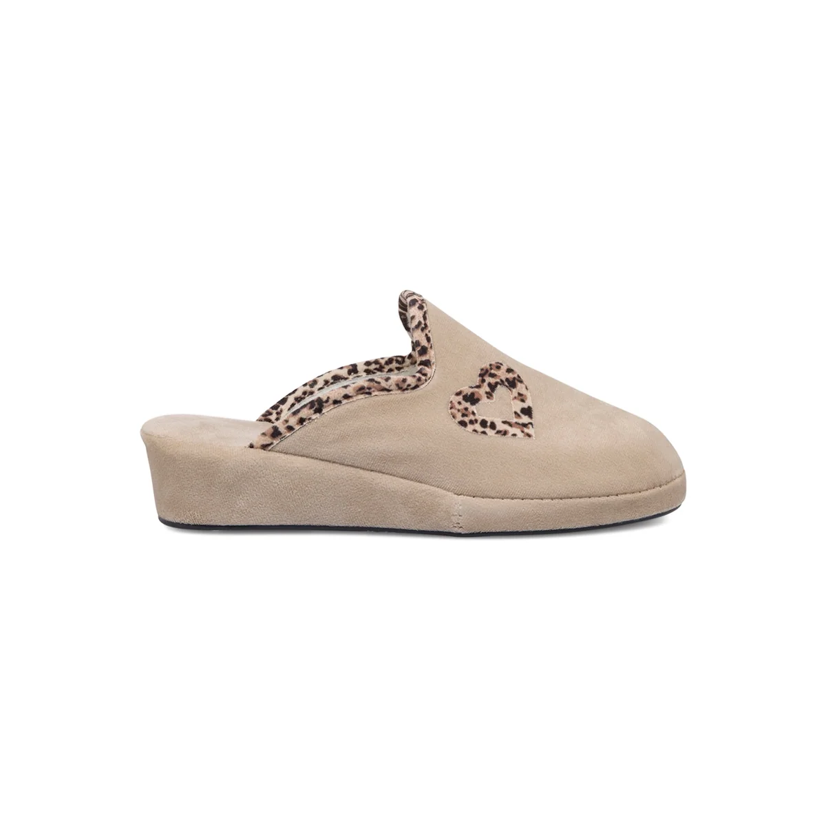 Pantofole beige da donna con cuore animalier StilRosa