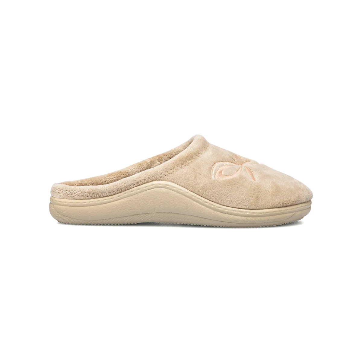 Pantofole beige in tessuto con fiore ricamato Forzasette