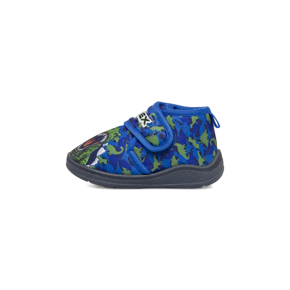 Pantofole Blu Bambino con Stampa T-Rex e Strappo Dinosauri