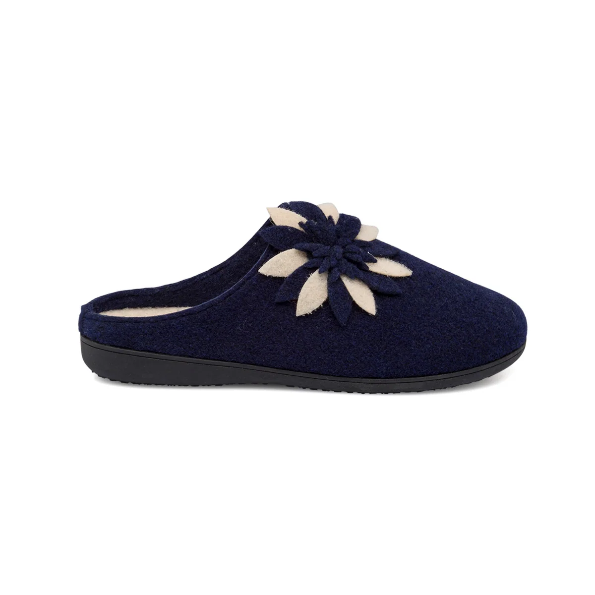 Pantofole blu da donna con decorazione floreale Superga