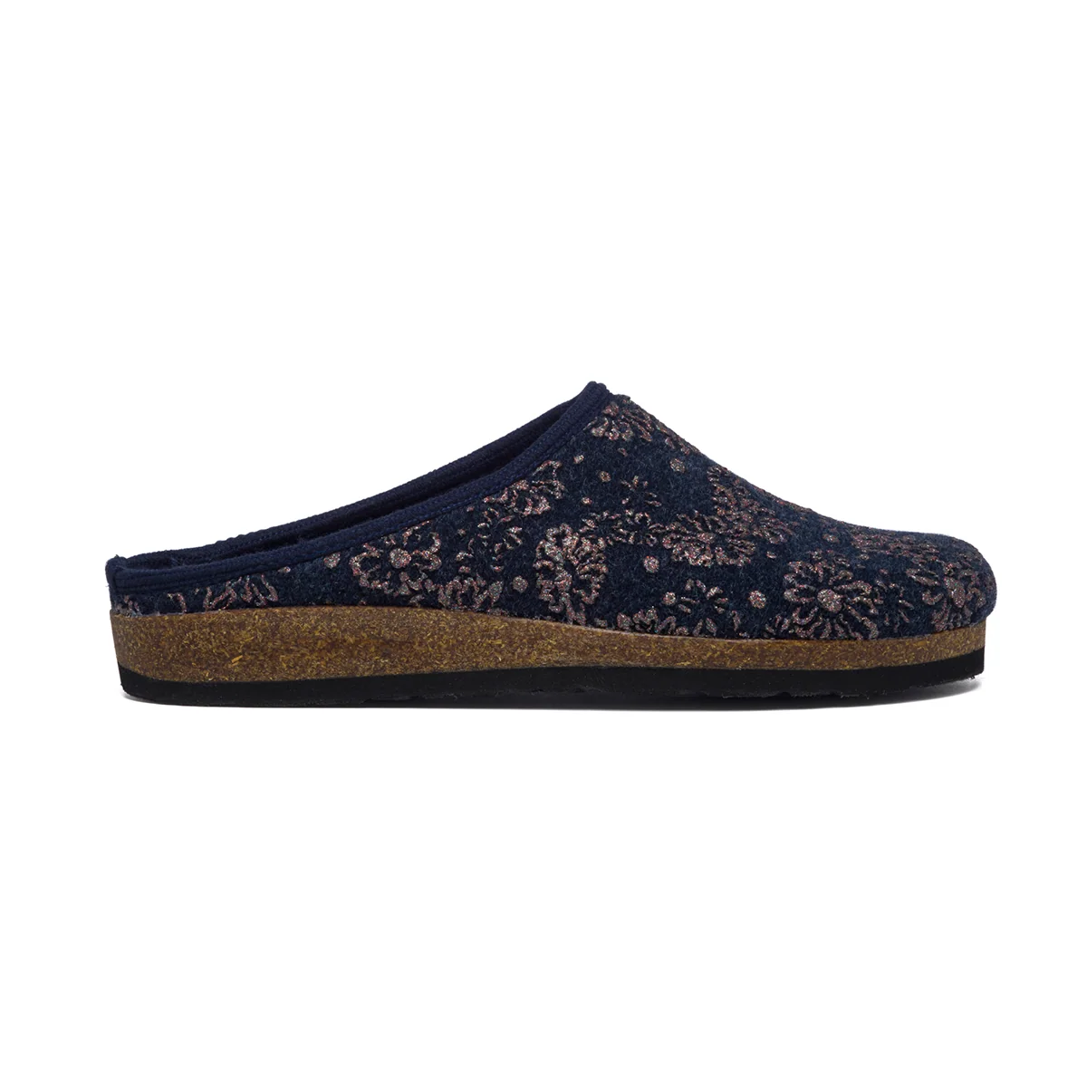 Pantofole blu in tessuto con ricami a contrasto Gextop