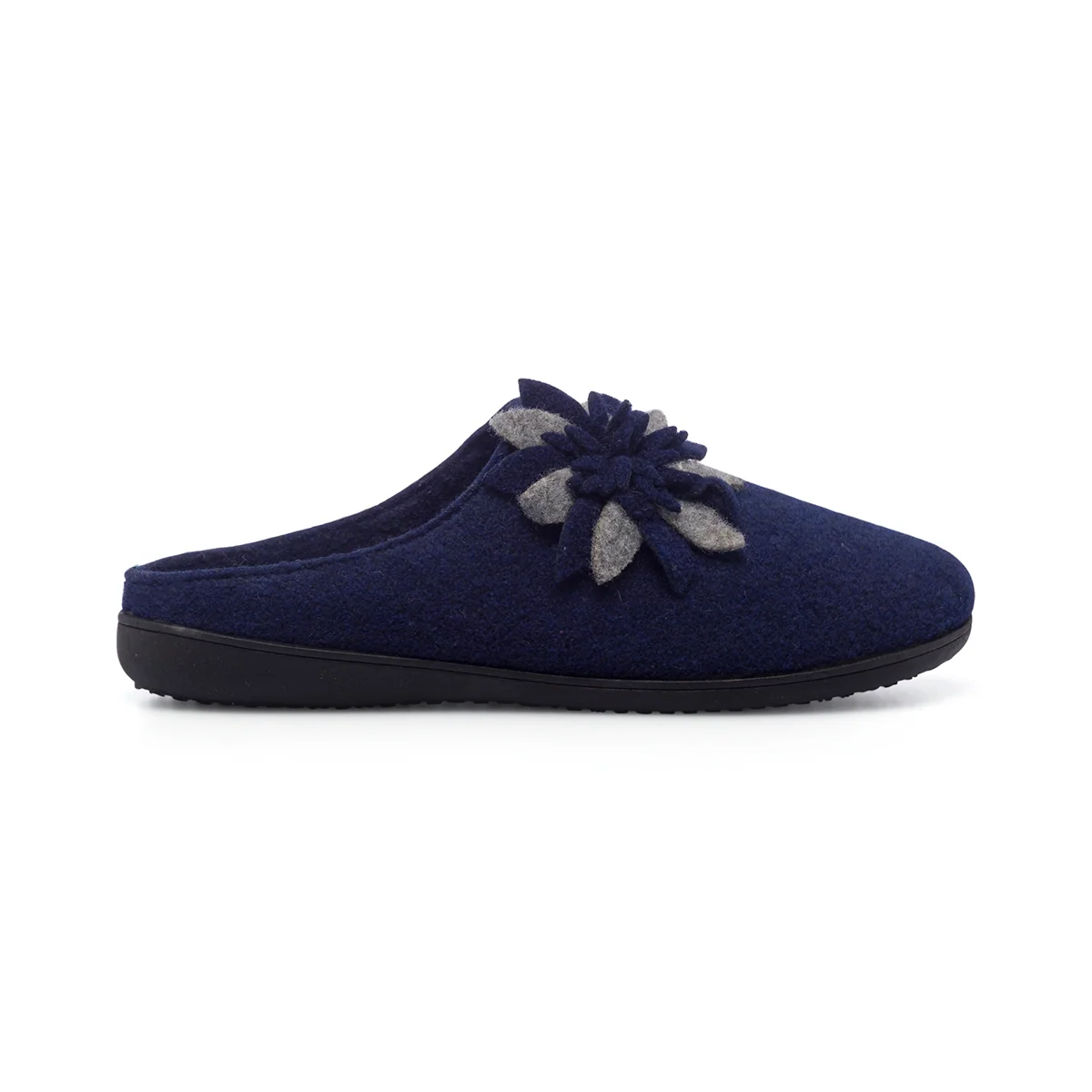 Pantofole blu in tessuto da donna con fiore decorativo Superga