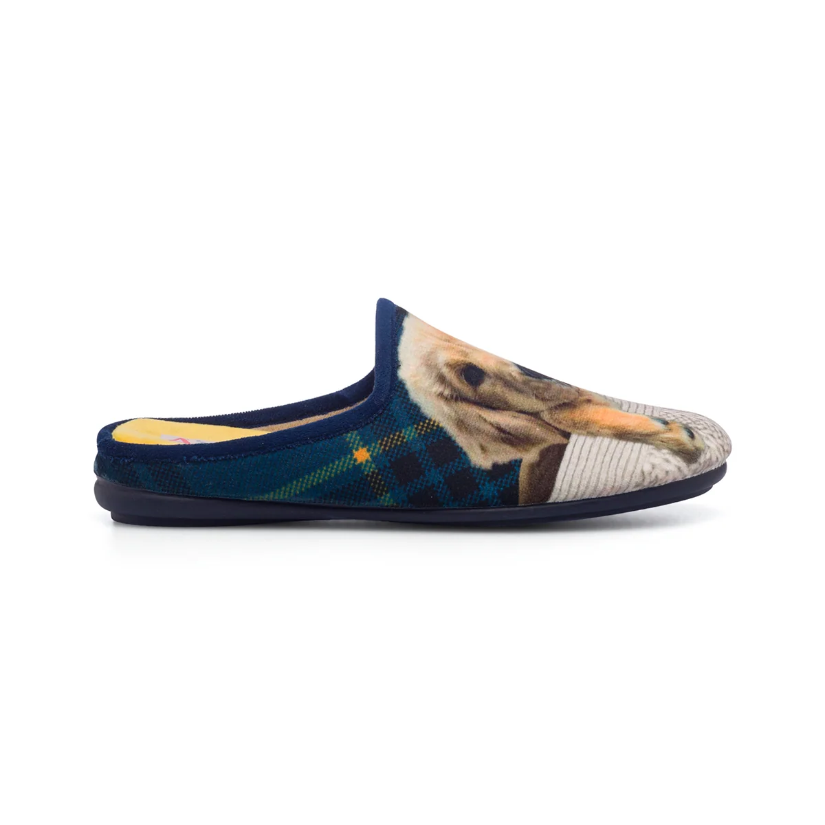 Pantofole blu in tessuto da donna con stampa cagnolino Aday's