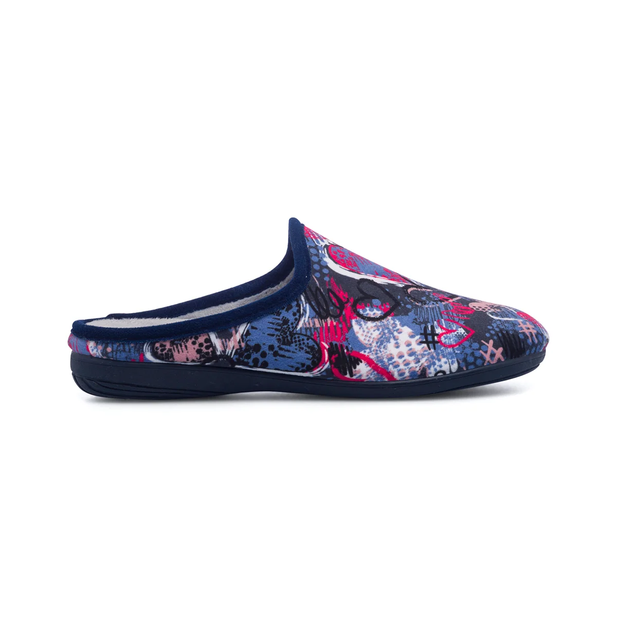 Pantofole blu in tessuto da donna con stampa Natural Confort