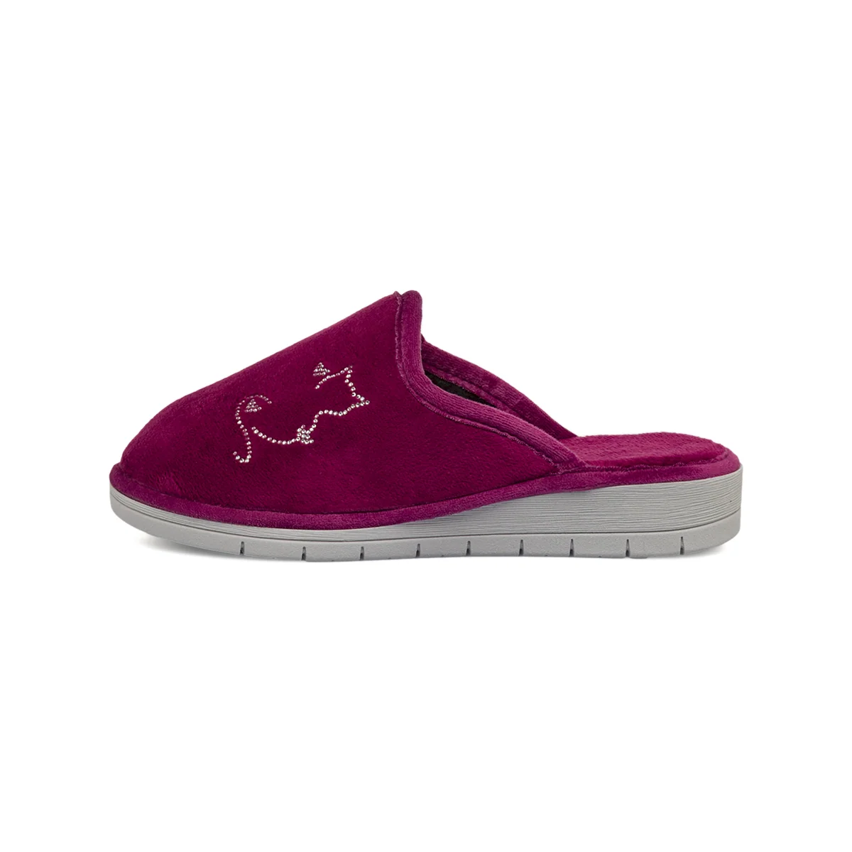 Pantofole bordeaux da Donna con zeppa 4 cm e strass Italia Trend