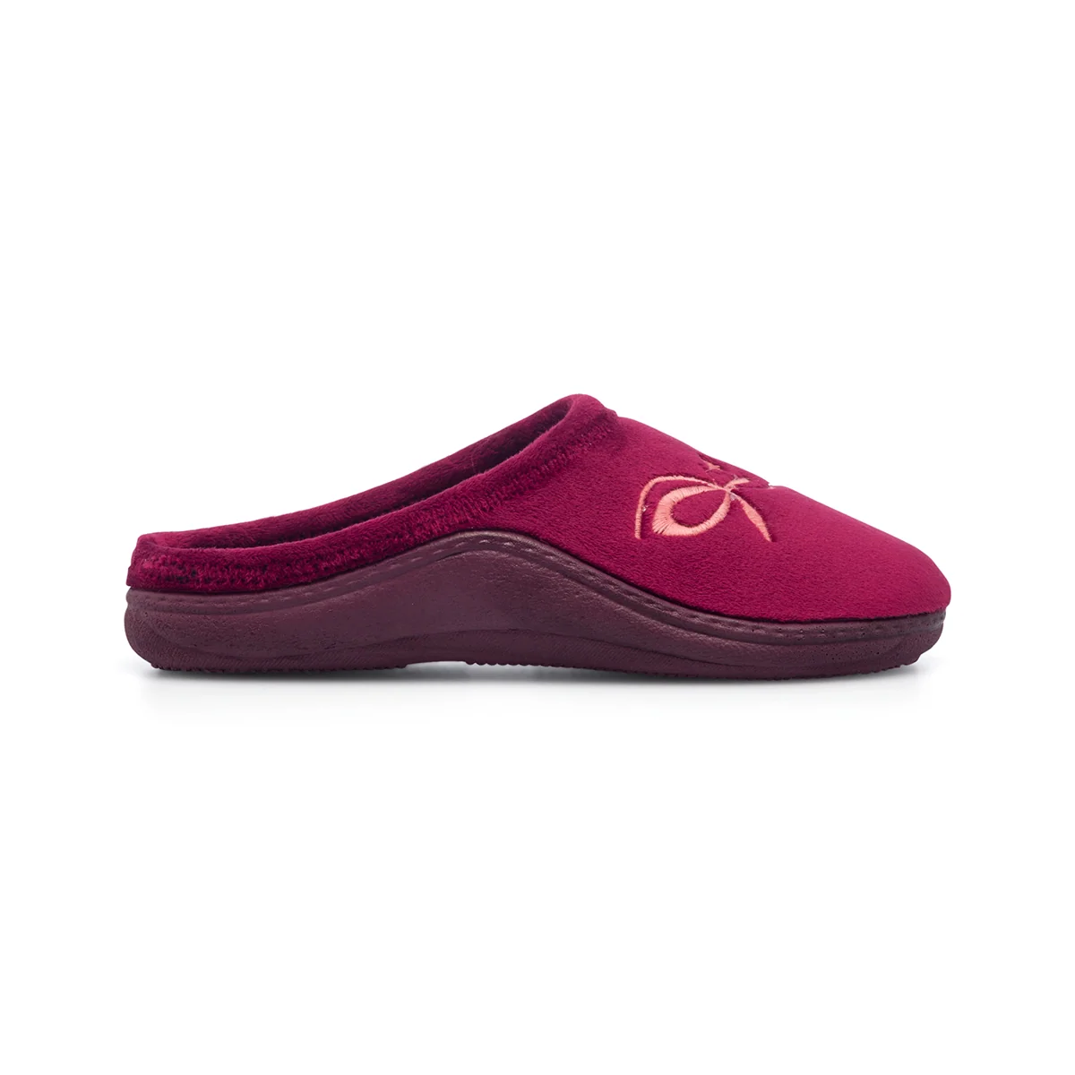 Pantofole bordeaux in tessuto da donna con ricamo Forzasette