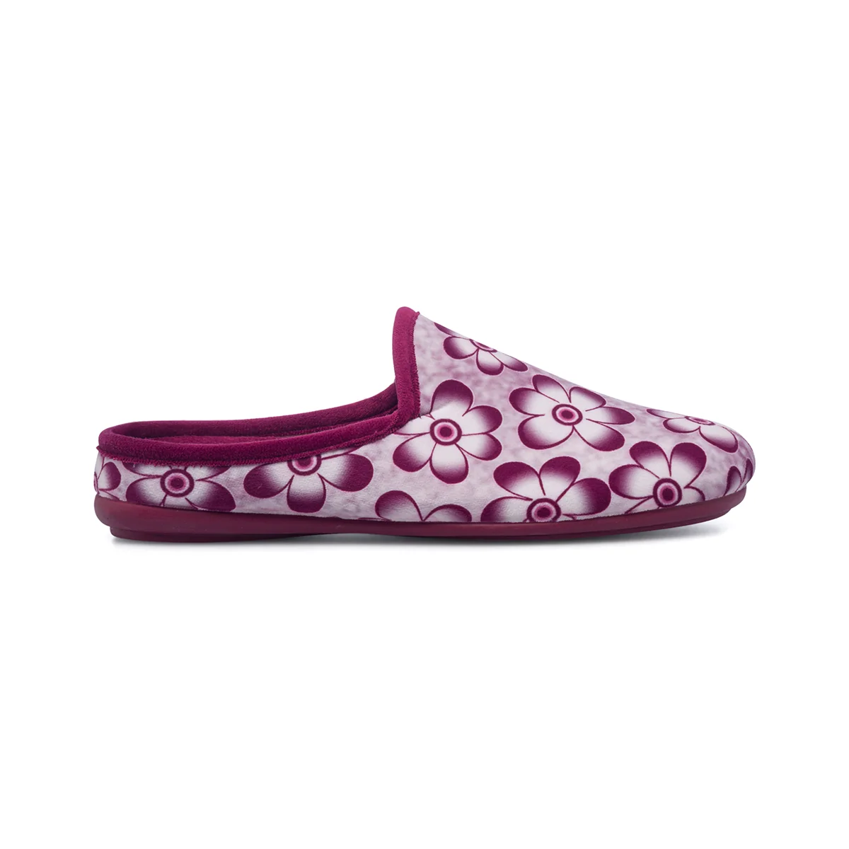 Pantofole bordeaux in tessuto da donna con stampa Natural Confort