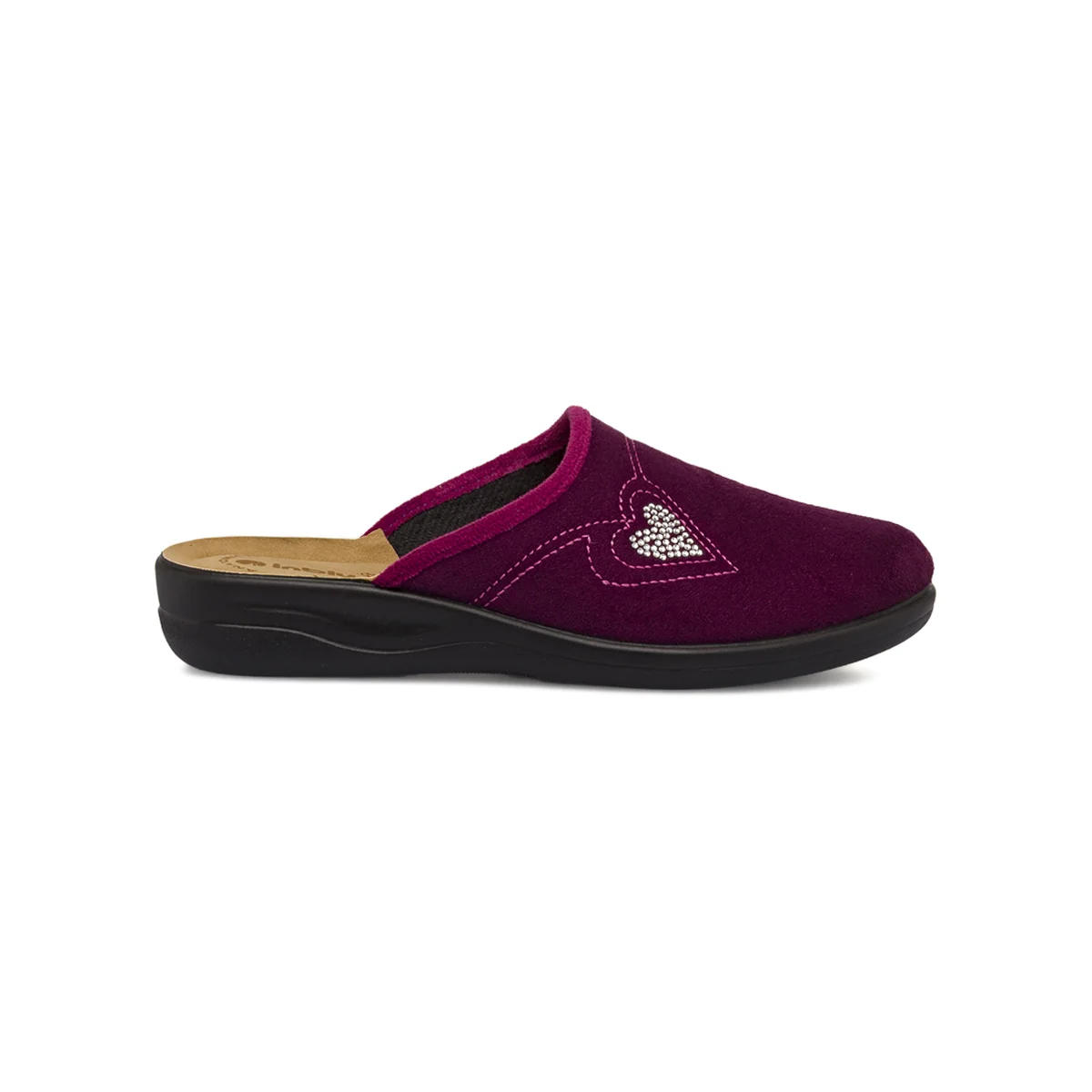 Pantofole chiuse viola da Donna anatomiche con cuore di strass InBlu