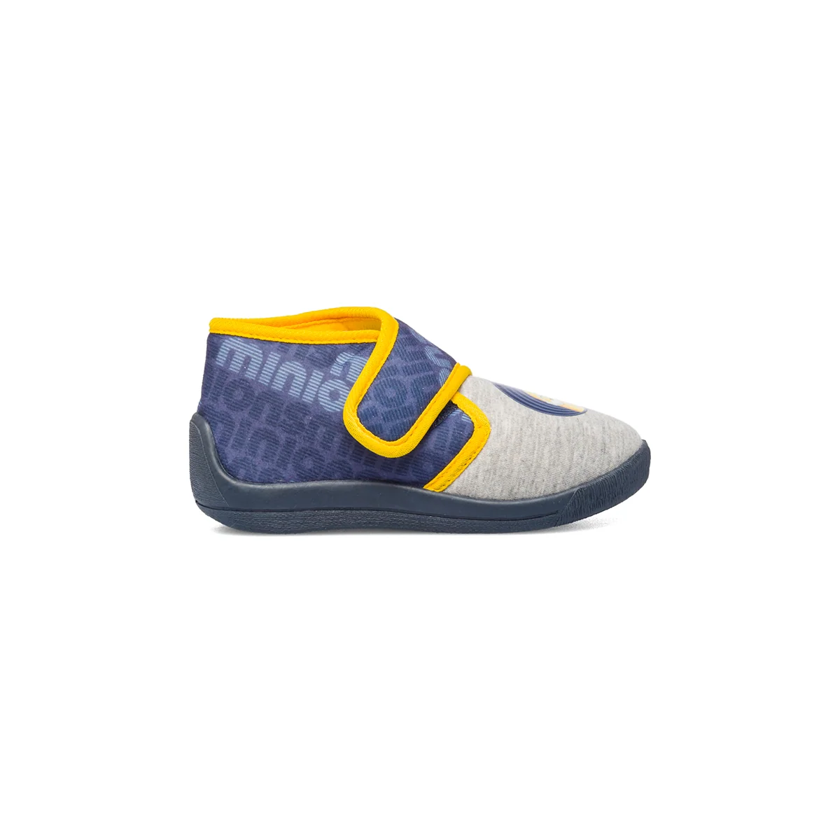 Pantofole da bambino blu e grigio con stampa Minions