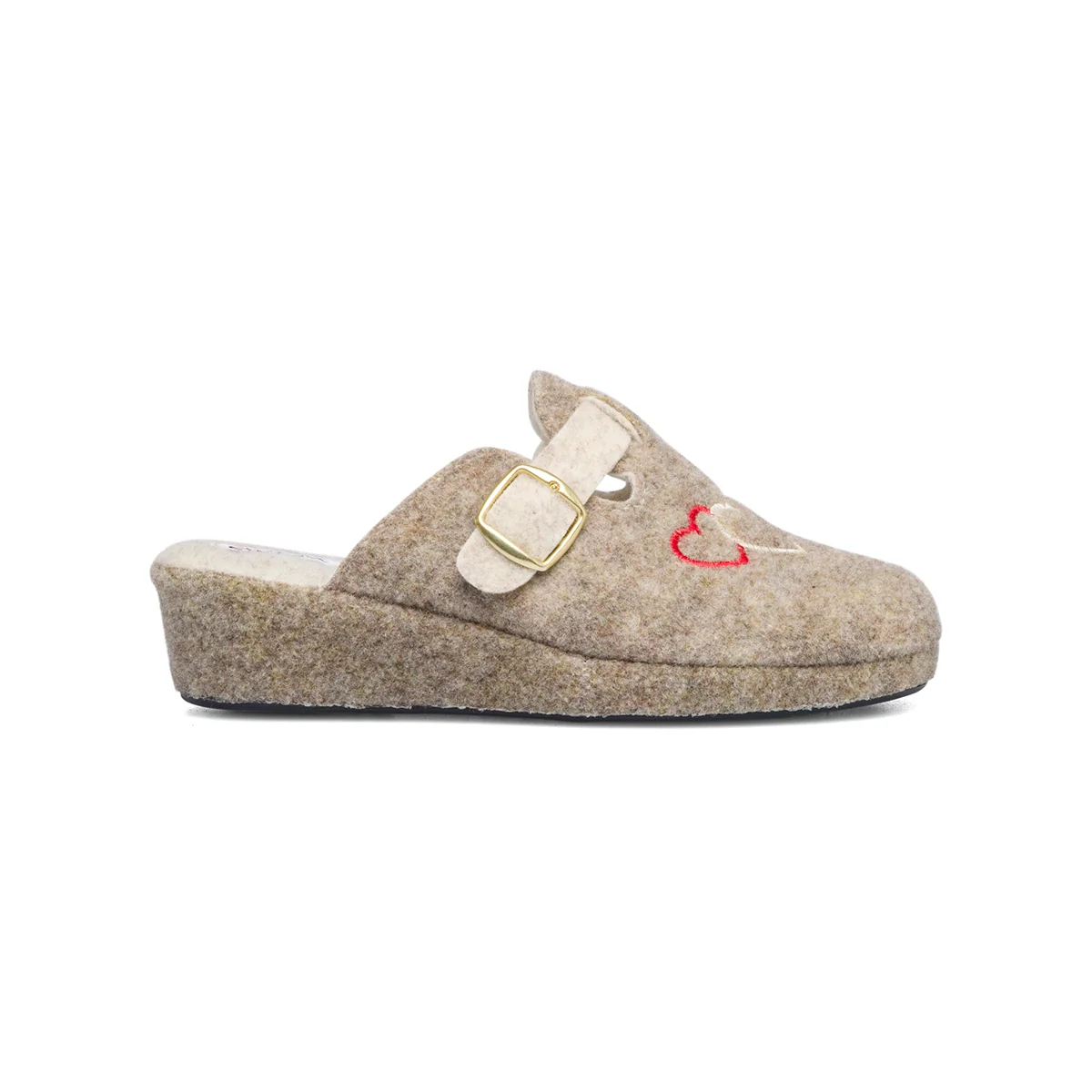 Pantofole da donna beige in tessuto Rosagialla