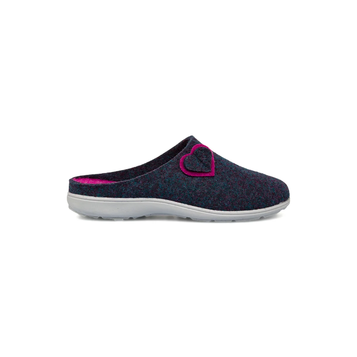 Pantofole da Donna blu in feltro con applicazione a cuore Italia Trend