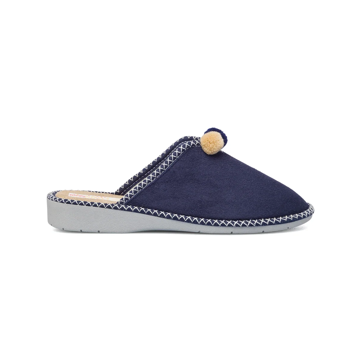 Pantofole da donna blu in tessuto Rosagialla