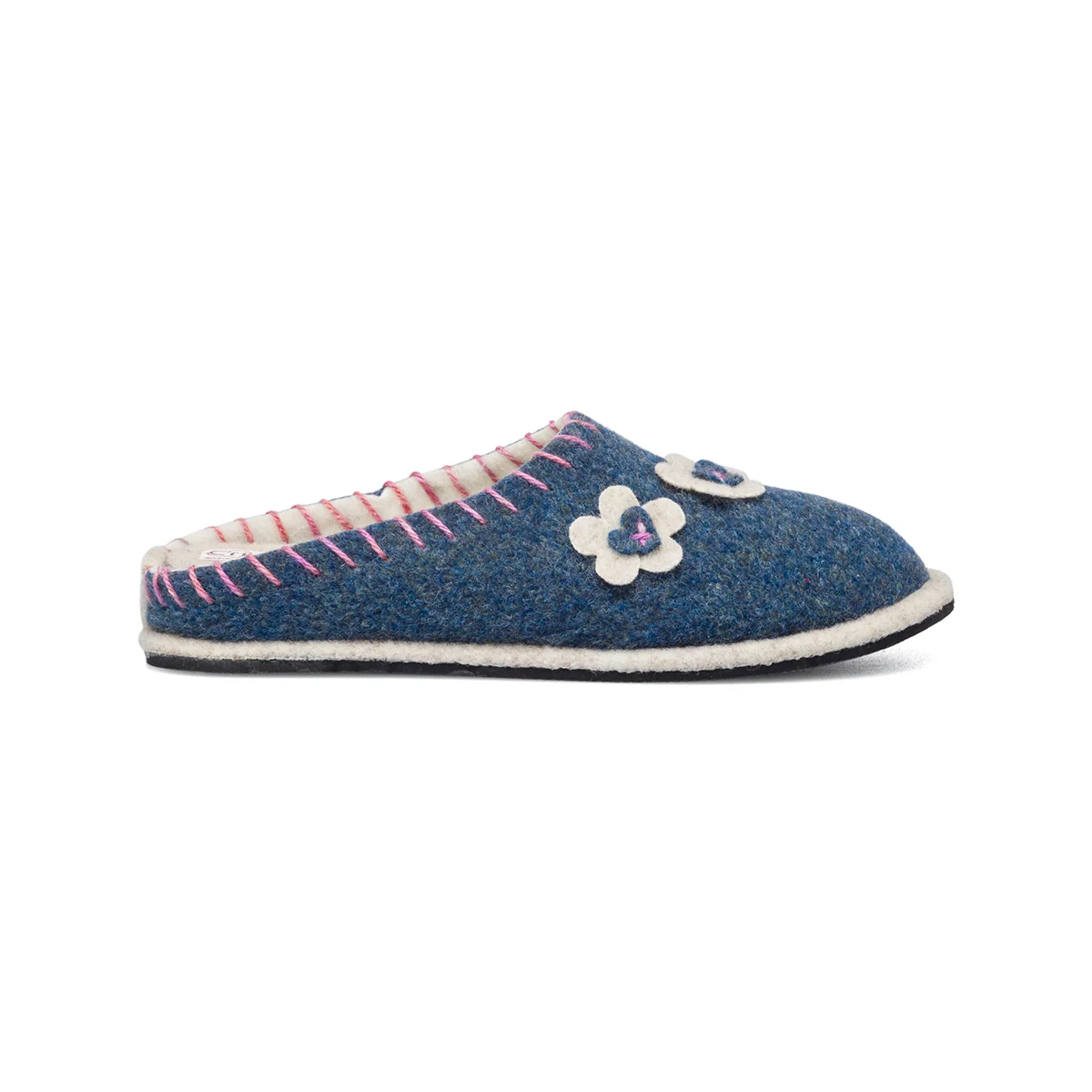 Pantofole da donna blu in tessuto Rosagialla