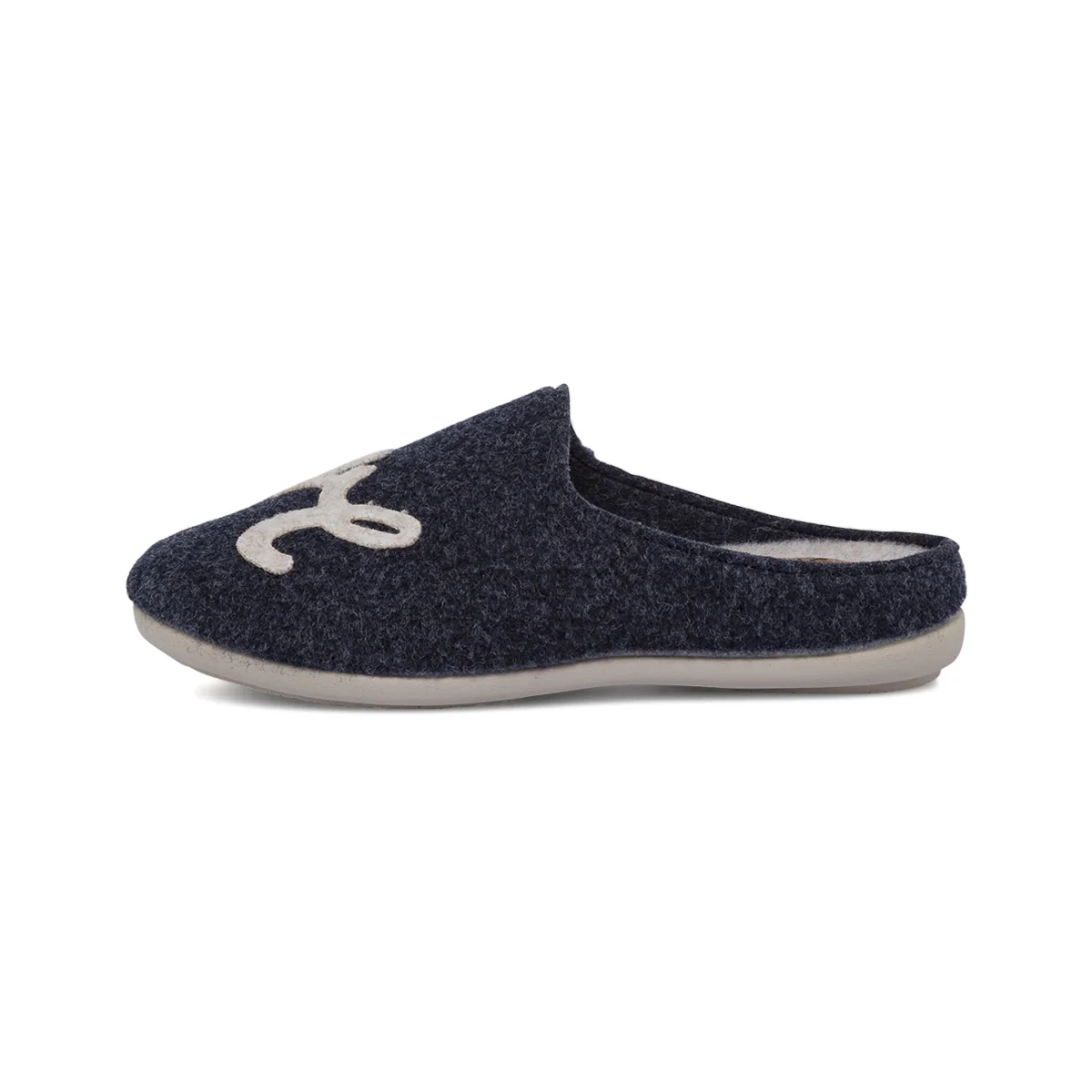 Pantofole da donna blu navy De Fonseca in feltro sintetico con ricamo