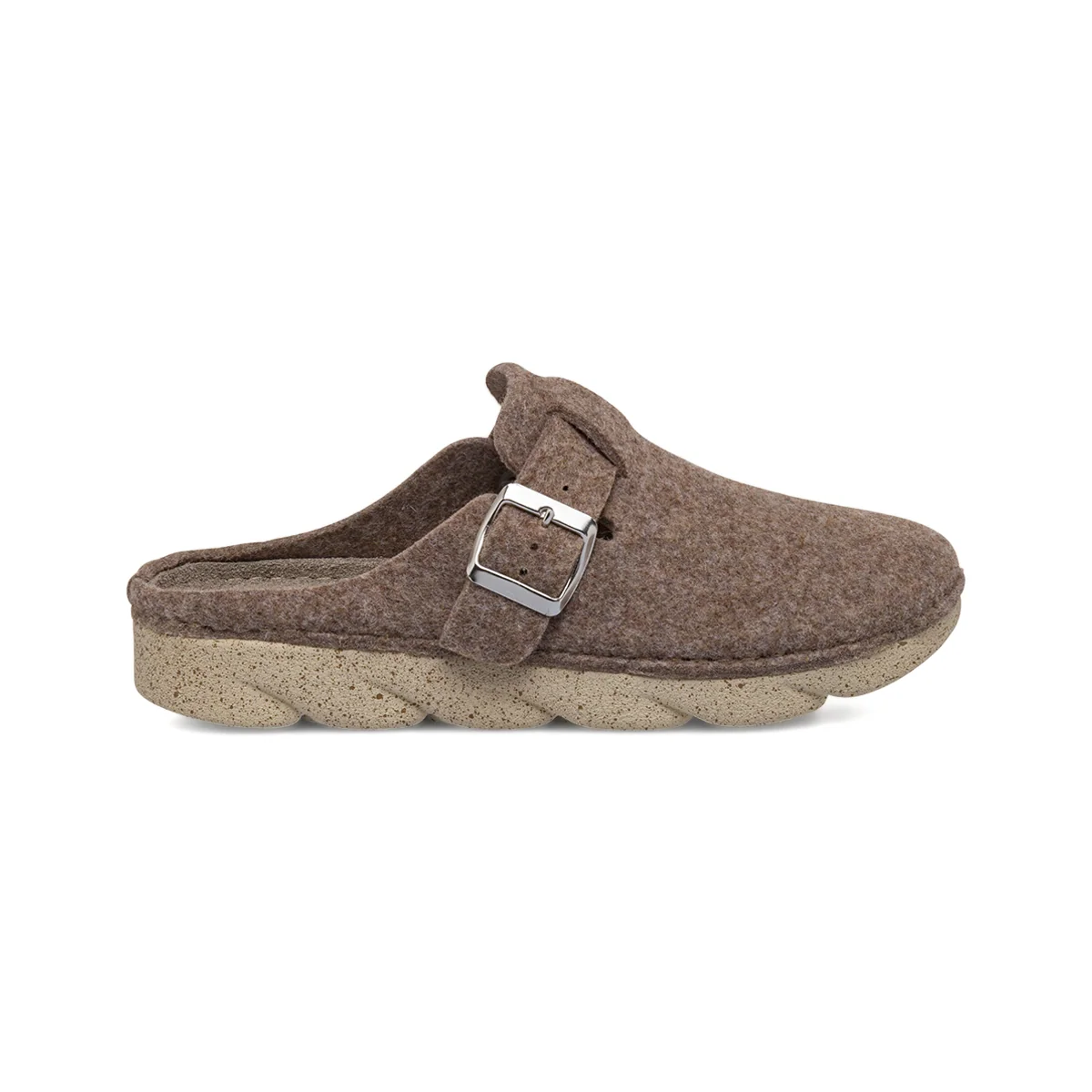 Pantofole da donna Flex'is taupe in feltro con soletta in pelle