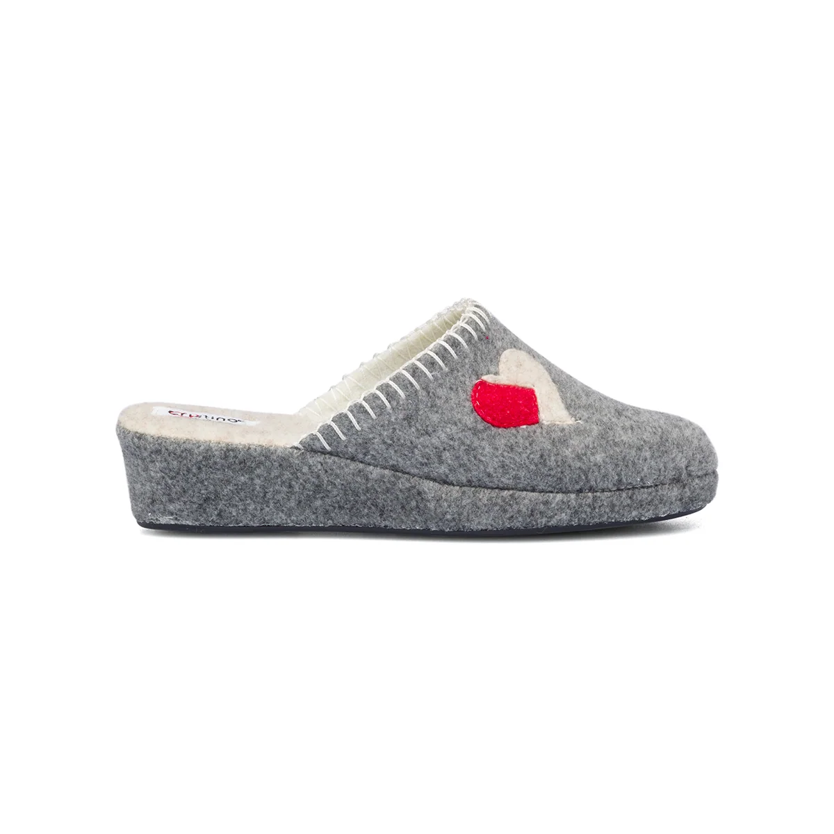 Pantofole da donna grigie in tessuto Rosagialla