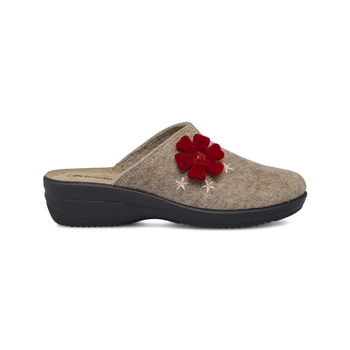 Pantofole da donna Inblu beige in tessuto con sottopiede in pelle