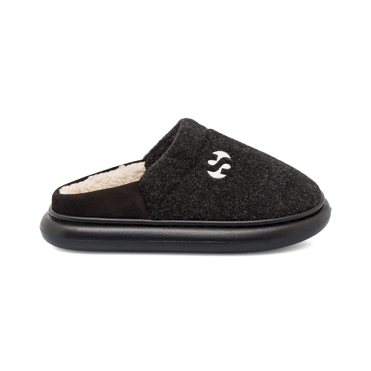 Pantofole da donna nere Superga con suola alta e interno imbottito