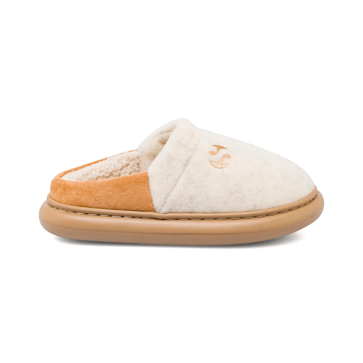 Pantofole da donna Superga beige e bianche in feltro con interno caldo